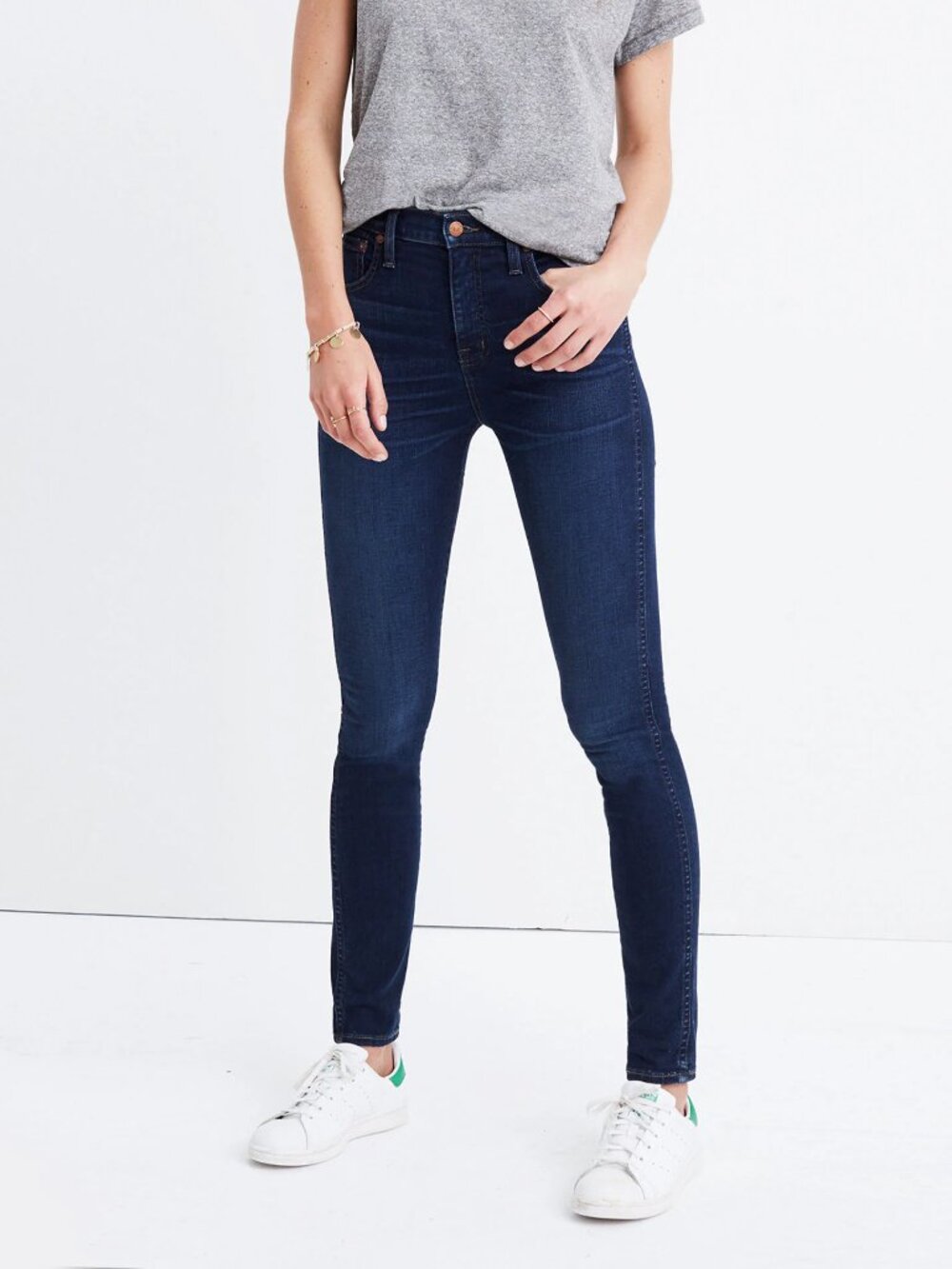 Madewell 10" High Rise Waisted Skinny Dark Rinse Navy Hayes Wash Jeans Pants 2